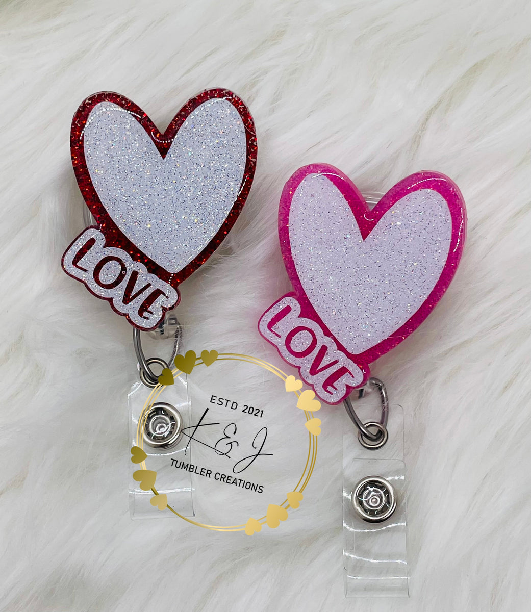 Love Heart Badge Reel – K&J Tumbler Creations