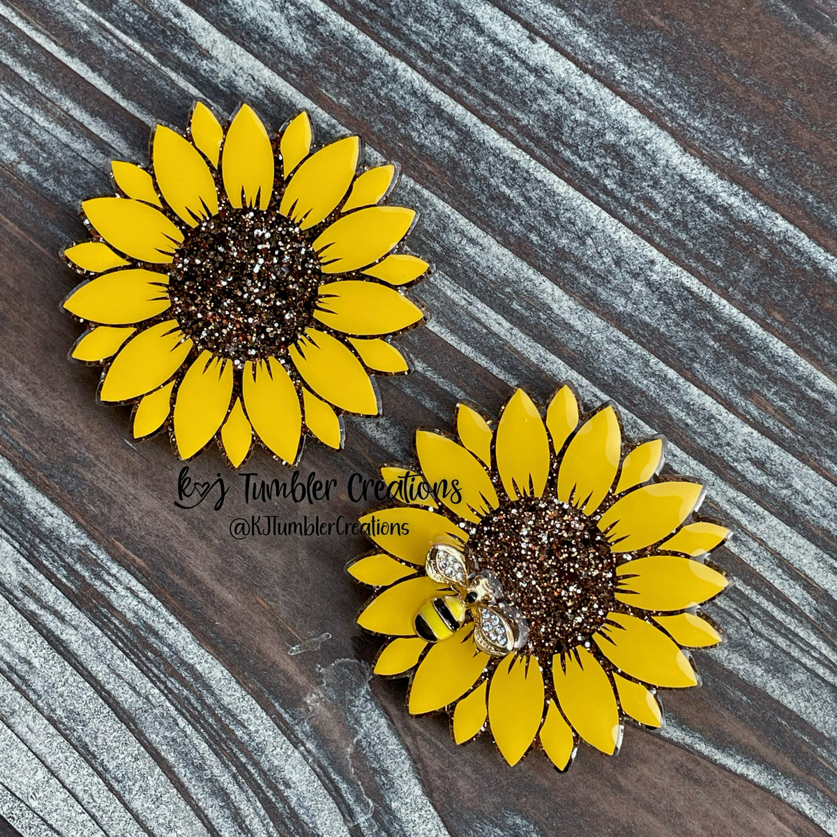 Sunflower Badge Reel – K&J Tumbler Creations