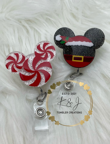 Santa Mouse / Peppermint Mouse Badge Reel
