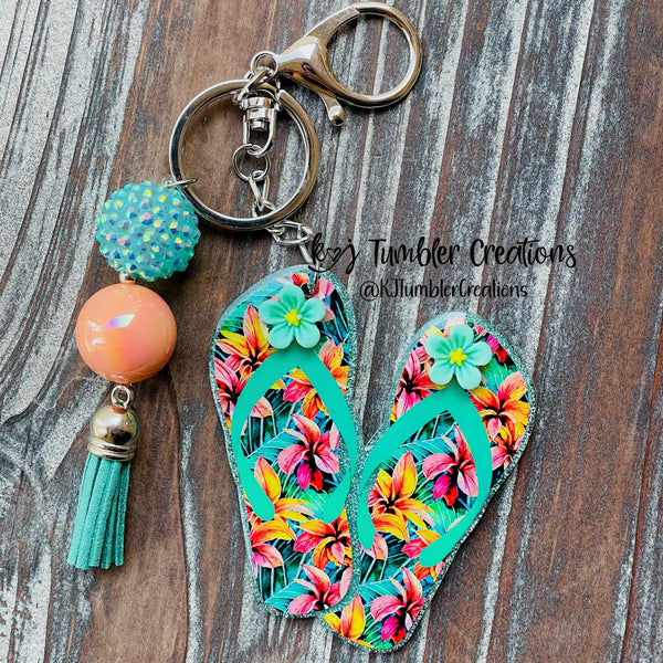 3” Flip Flop Summer Keychain