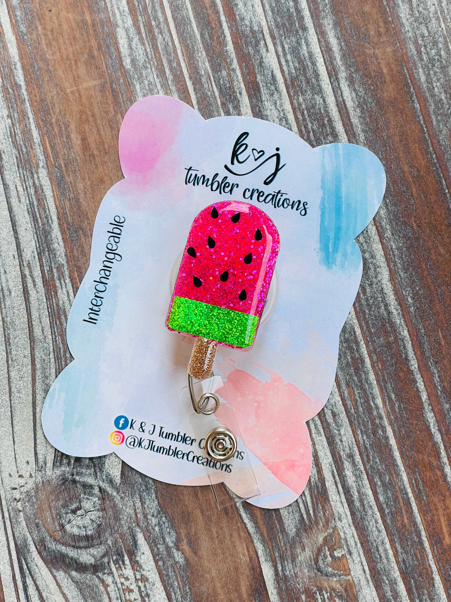 Watermelon Popsicle Badge Reel