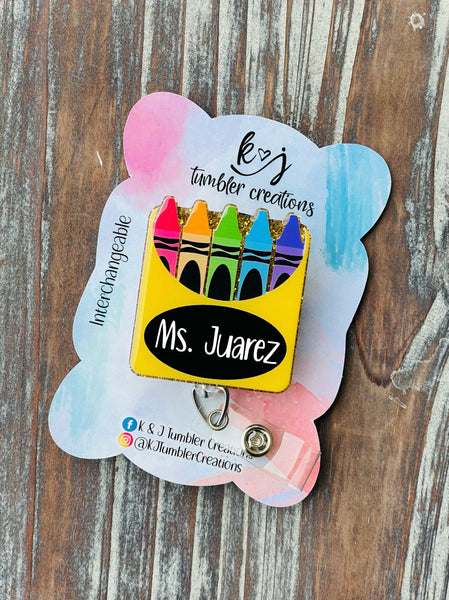 Teacher Life Badge Reel / Crayon Badge Reel