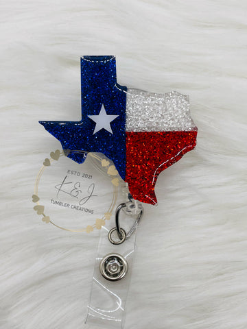 Texas Badge Reel,Pink Glitter Badge Reel, Nurses Badge Reel,Medical Badge Reel, Personalized Badge Reel,Texas State Badge Reel,Glitter Badge