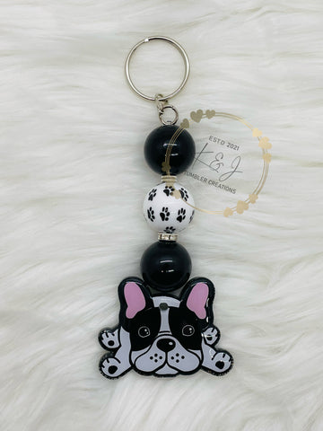 French Bulldog Beaded Keychain