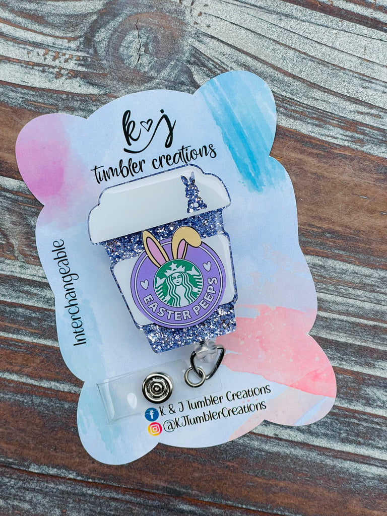 Easter Themed To Go Coffee Badge Reel – K&J Tumbler Creations