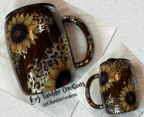 Sunflower Leopard Print 14oz Coffee Mug