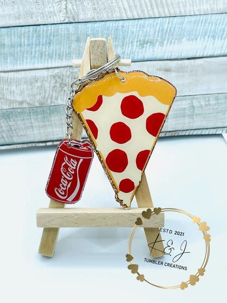 Pizza & Soda Keychain