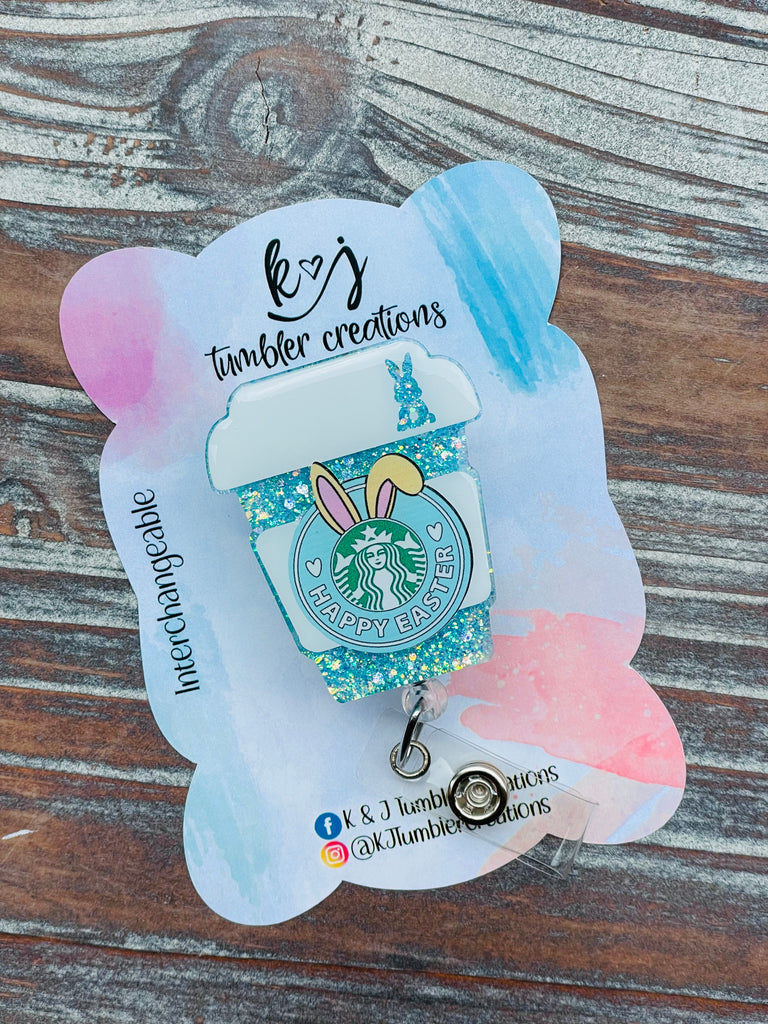 Easter Themed To Go Coffee Badge Reel – K&J Tumbler Creations