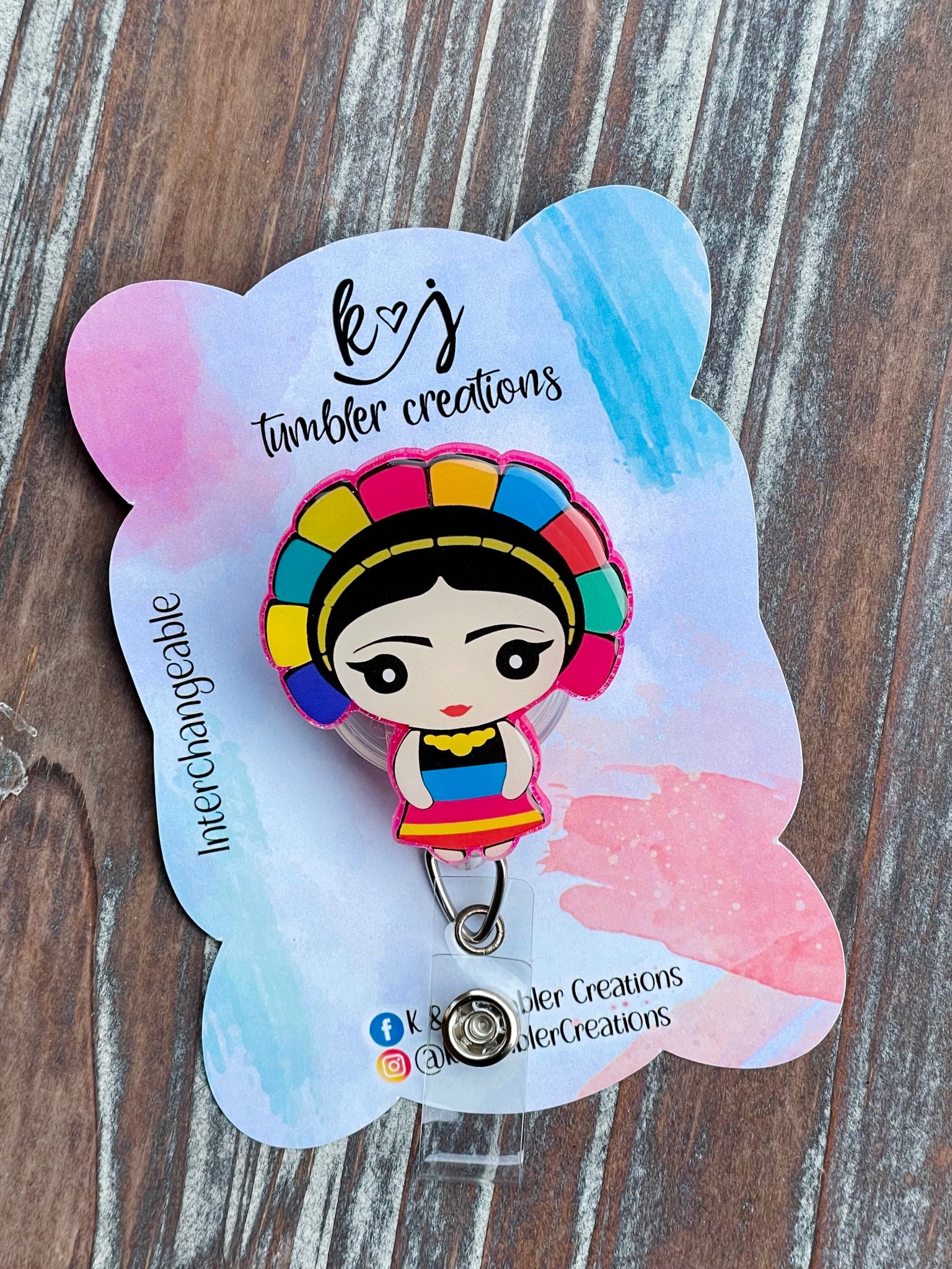 Mexican Doll Badge Reel – K&J Tumbler Creations
