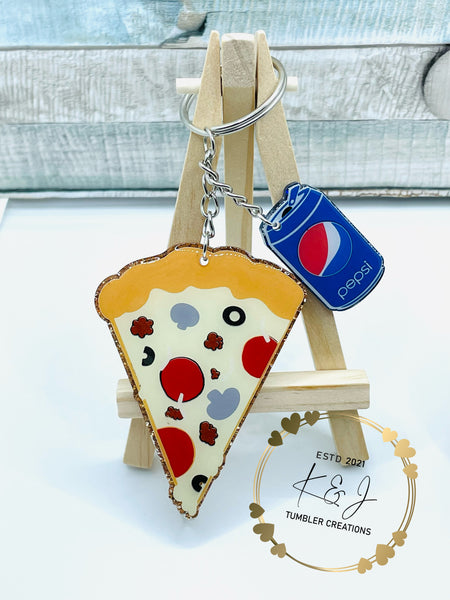 Pizza & Soda Keychain