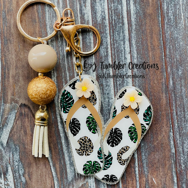 3” Flip Flop Summer Keychain