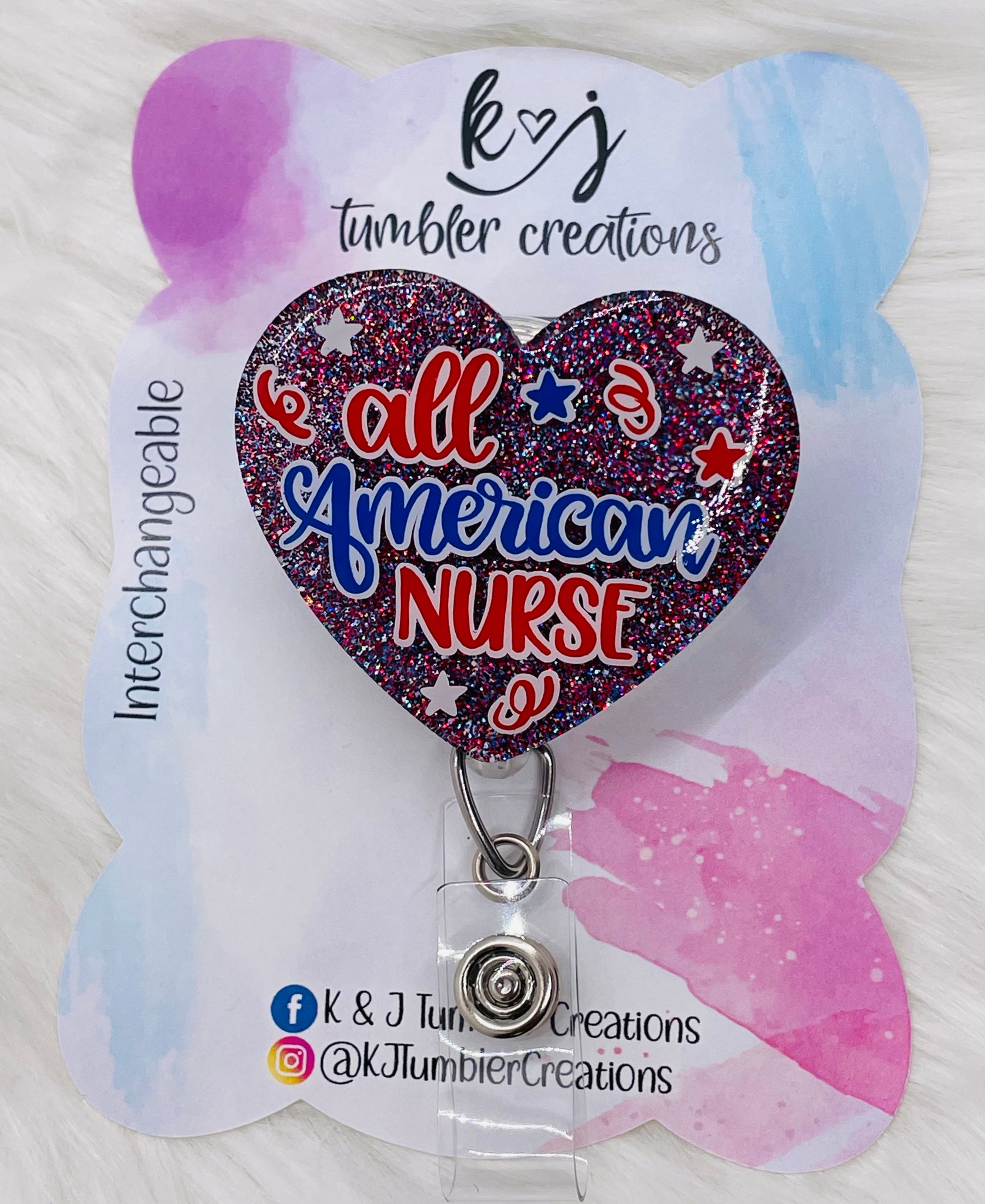 Patriotic Nurse Badge Reel – K&J Tumbler Creations