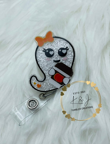 Ghost w/Coffee Badge Reel